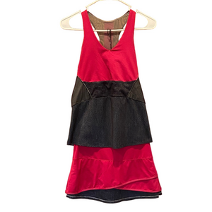 Lucky in Love Pink and Black Colorblocked Matching Tennis Tank Top and Skort Set